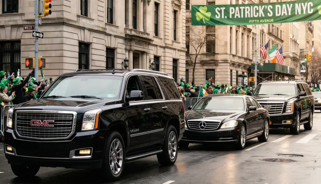 St. Patrick’s Day Limo & Luxury Transportation for the Parade 2 St. Patrick’s Day SUV